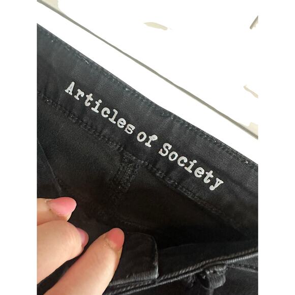 Articles Of Society Women's 27 Black Solid Skinny Mid Waist Cotton Casual Jeans - Picture 6 of 10